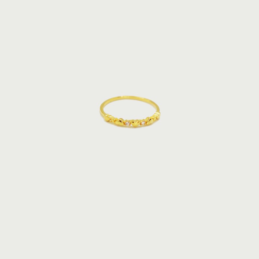 Sweetheart Sparkle Ring | Gold Plated Band with Crystal Accents