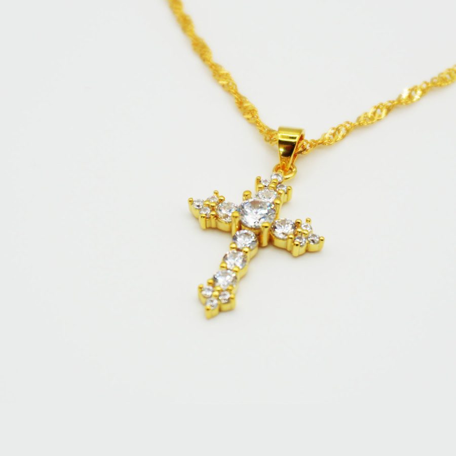 Radiant Cross Necklace | Gold Plated with Cubic Zirconia