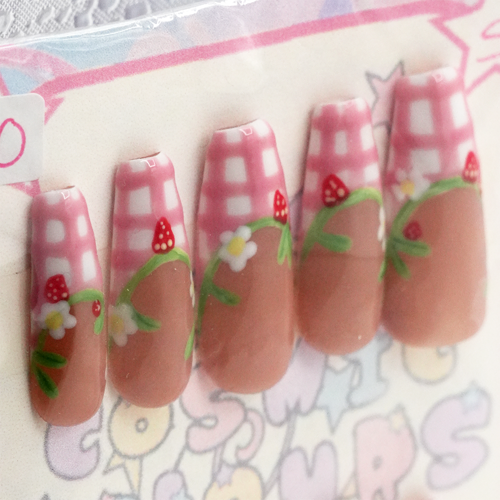 Strawberry Patch Press-On Nails β Long Coffin (S) - Image 6