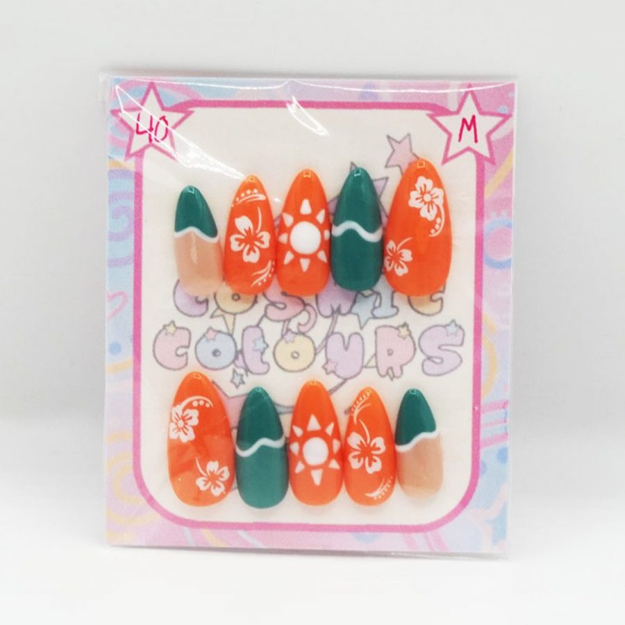 Beach Bum Press-On Nails – Medium Long Almond