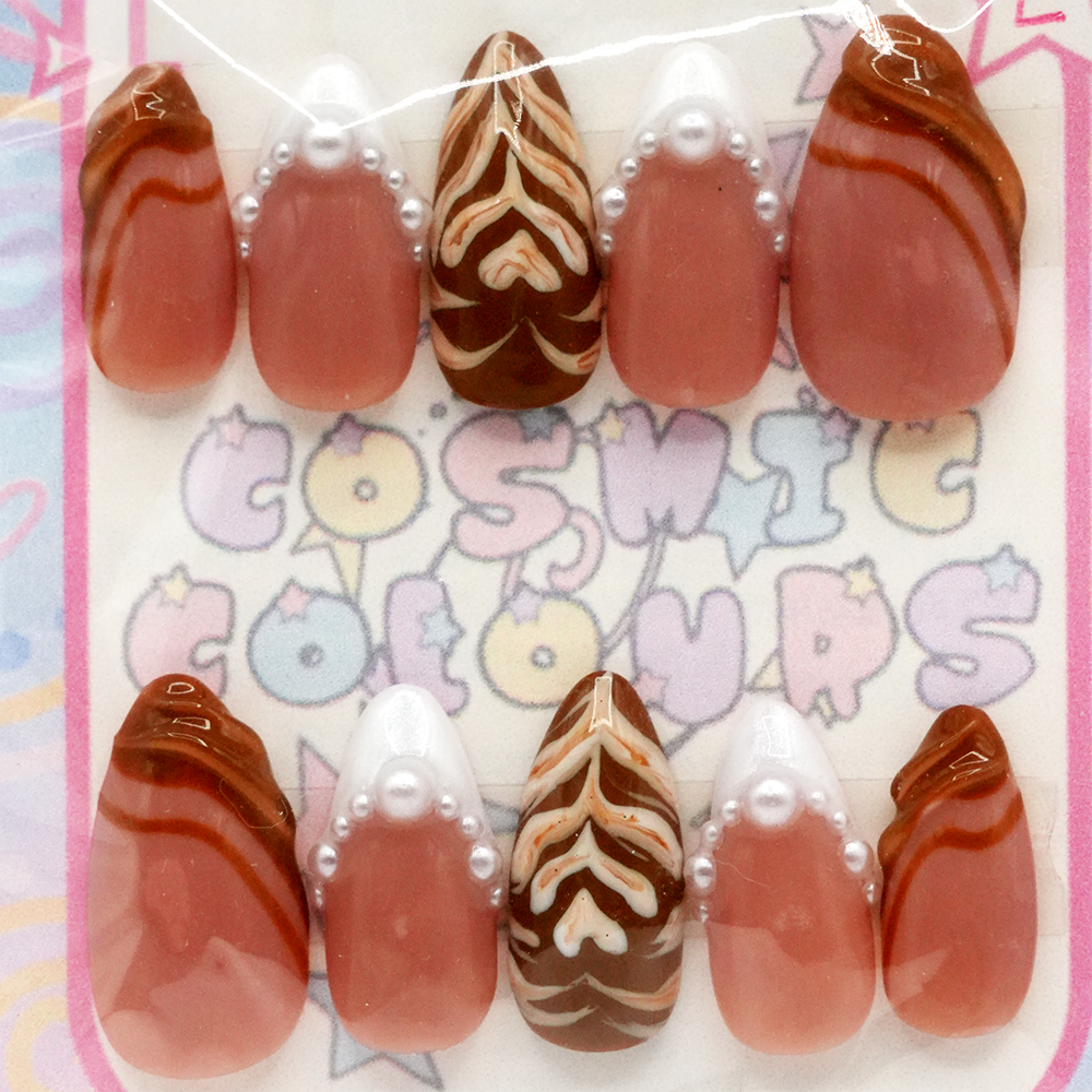 Chai Latte Press-On Nails β Long Almond (L) - Image 4