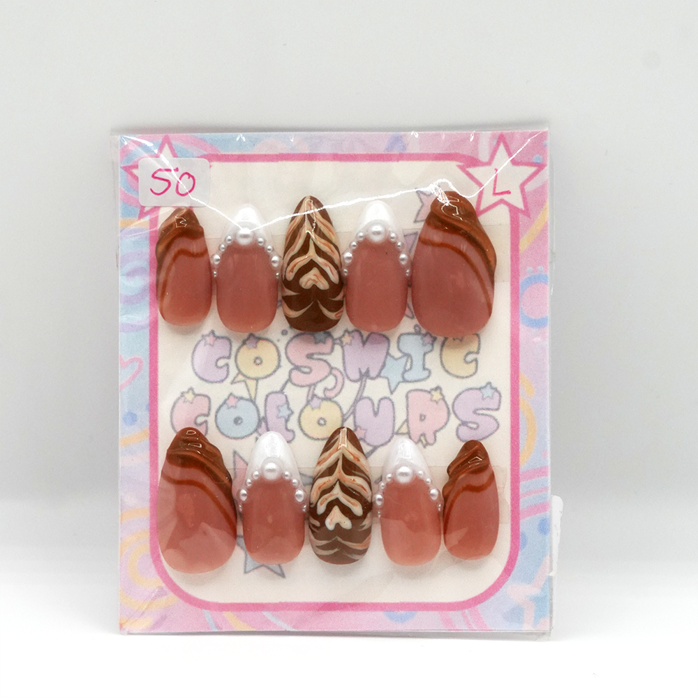 Chai Latte Press-On Nails β Long Almond (L) - Image 5