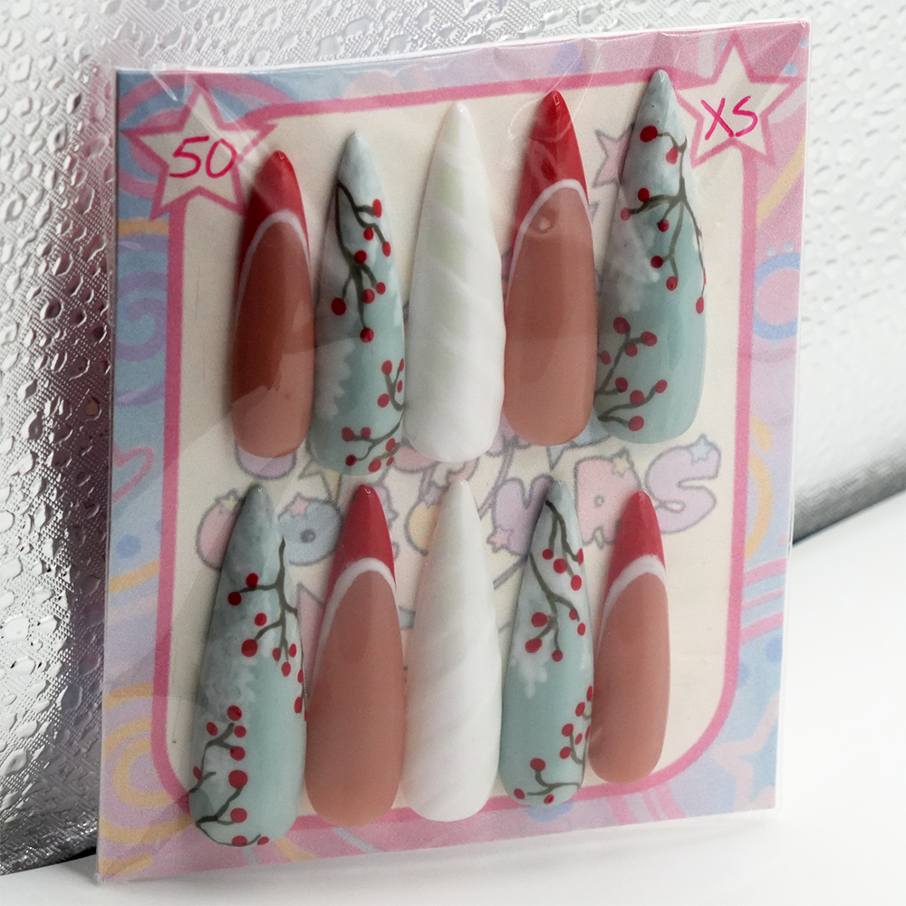 Cranberry Icicles Press-On Nails β Stiletto (XS) - Image 5