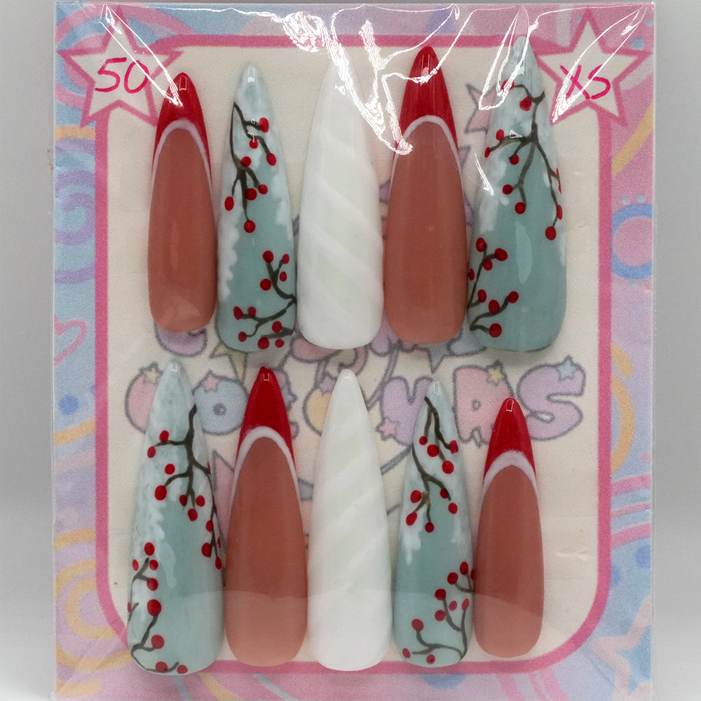 Cranberry Icicles Press-On Nails β Stiletto (XS) - Image 4