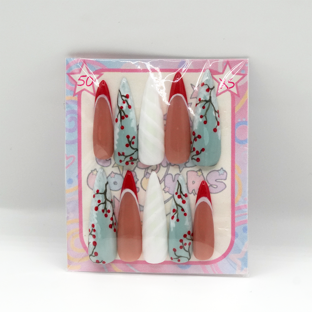 Cranberry Icicles Press-On Nails β Stiletto (XS) - Image 3