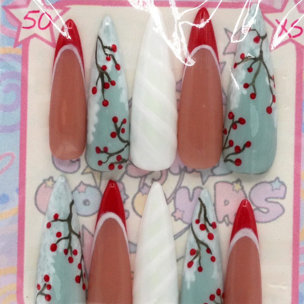 Cranberry Icicles Press-On Nails β Stiletto (XS) - Image 2