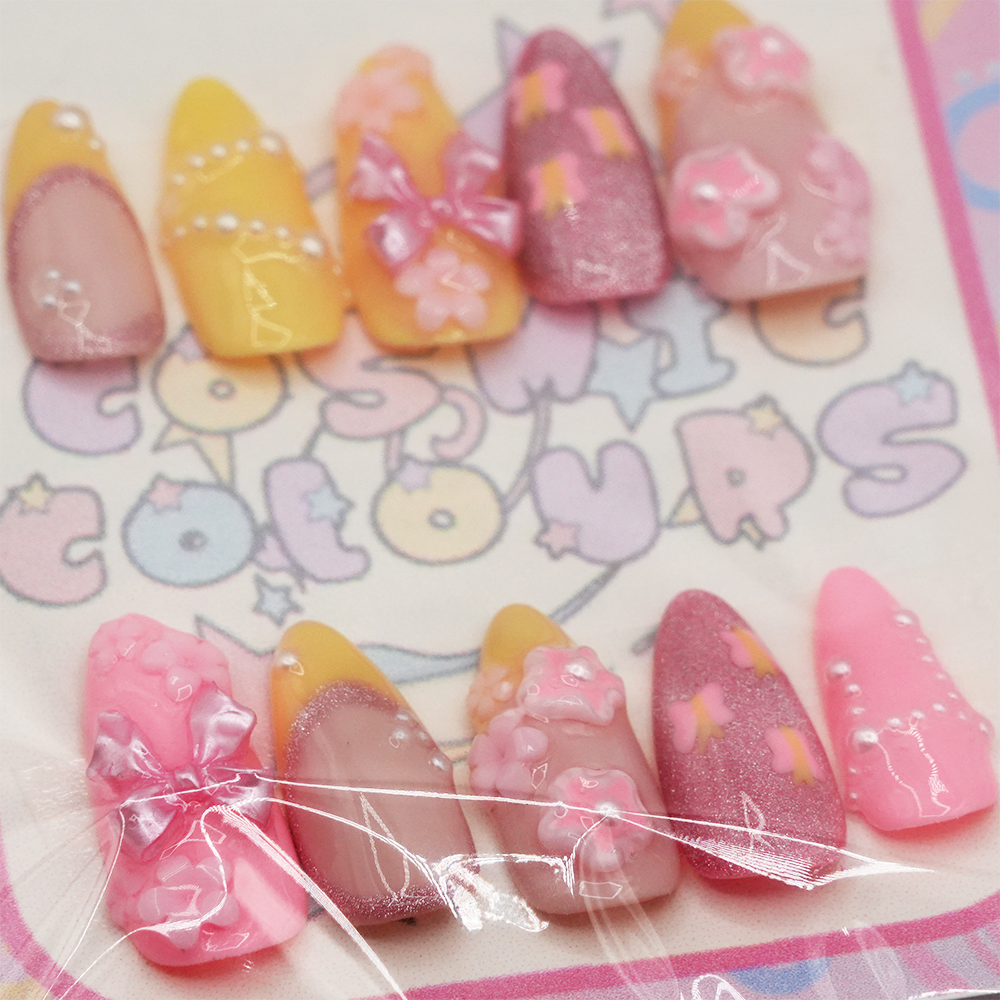 Dainty Flower Press-On Nails β Long Almond (XS) - Image 2