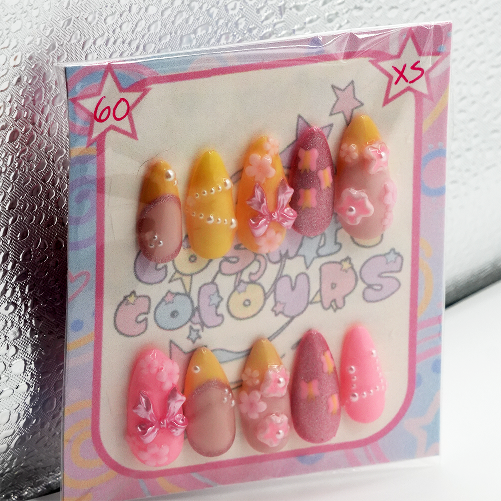 Dainty Flower Press-On Nails β Long Almond (XS) - Image 3
