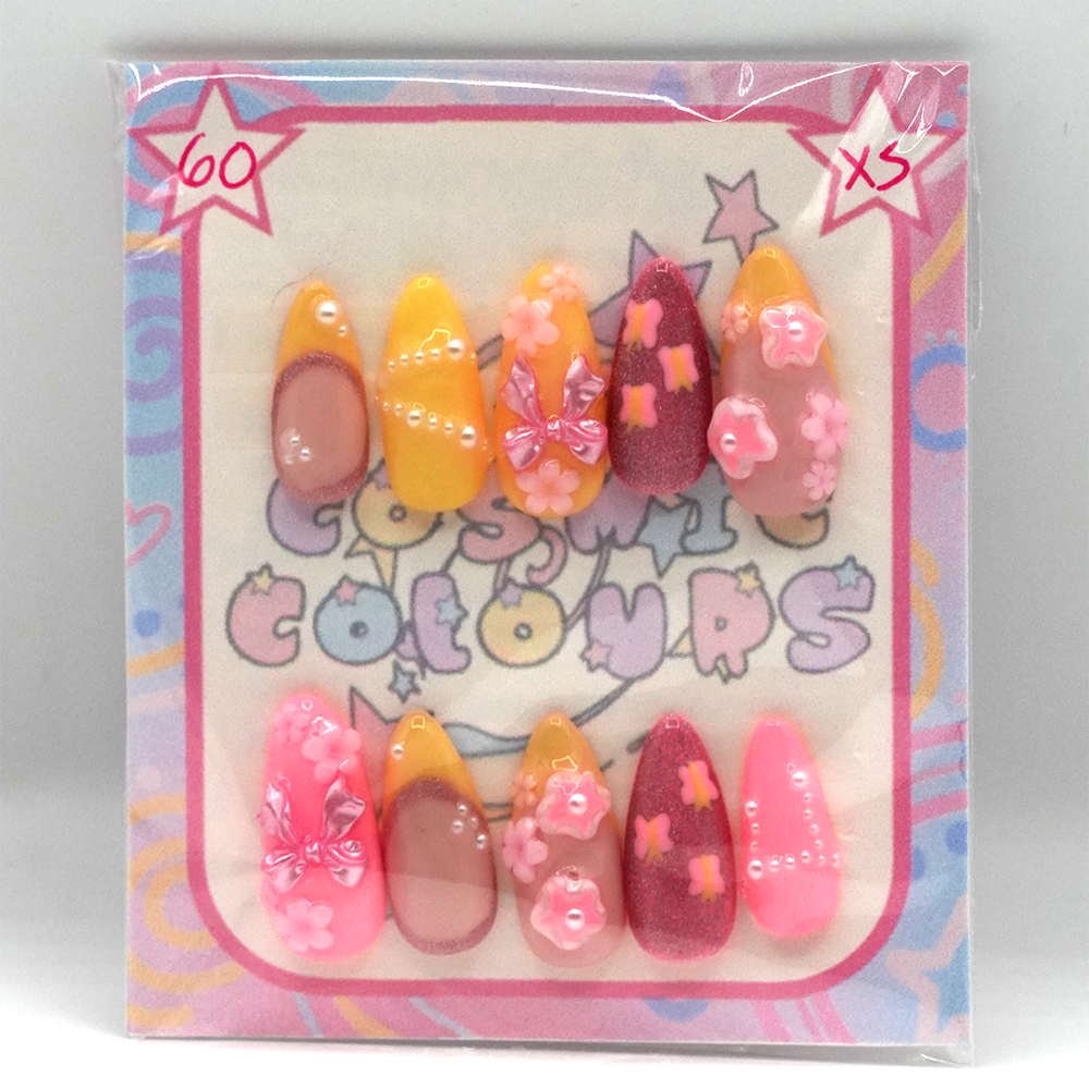 Dainty Flower Press-On Nails β Long Almond (XS) - Image 4