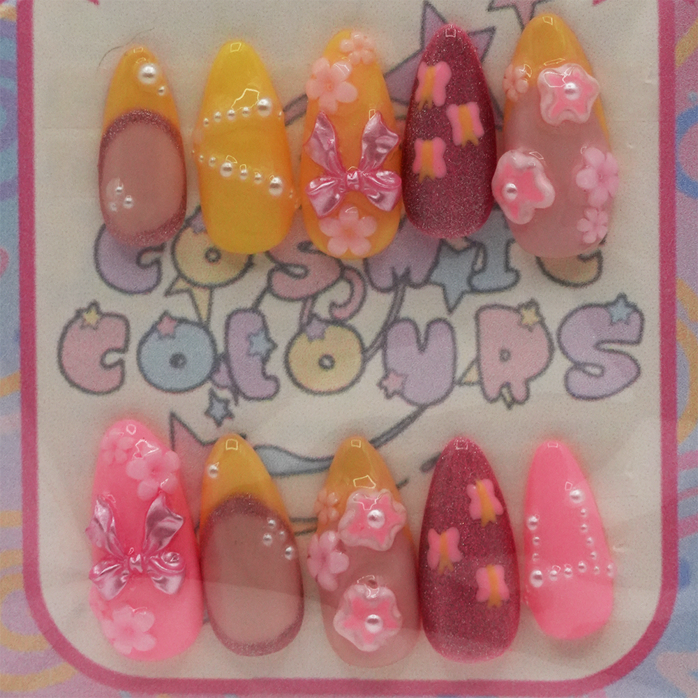 Dainty Flower Press-On Nails β Long Almond (XS) - Image 5