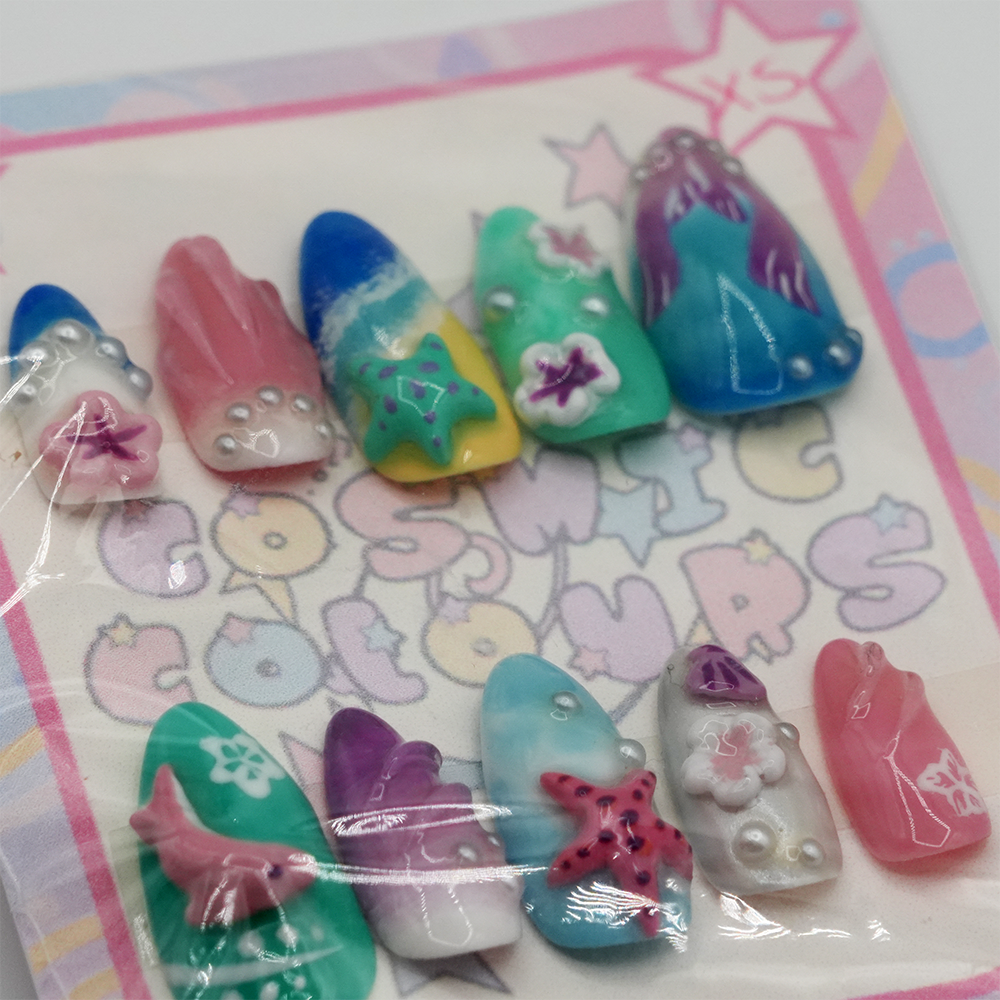 Tropical Paradise Press-On Nails β Long Almond (XS) - Image 3